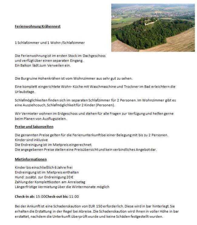 Ferienwohnung Kraehennest In Den Hegaubergen - Naehe Bodensee Muhlhausen-Ehingen Eksteriør billede